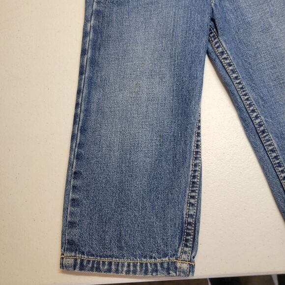 Oshkosh Vestbak Denim Blue Jean Kids Overalls Girls Pink Accents Size 2T - Picture 11 of 15